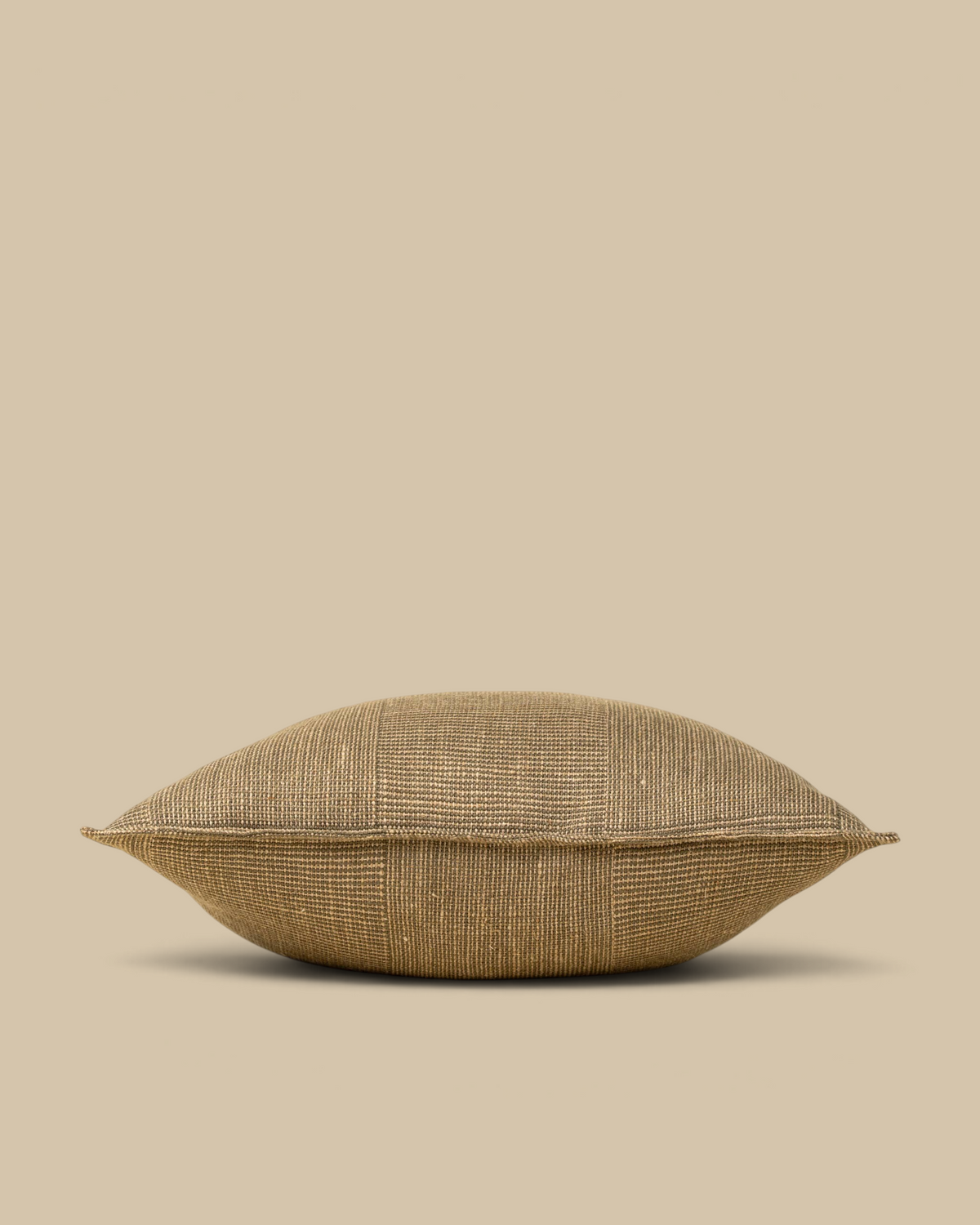 Homestyle Collective 20x20 olive linen throw pillow with patch weave texture and soft flange detail