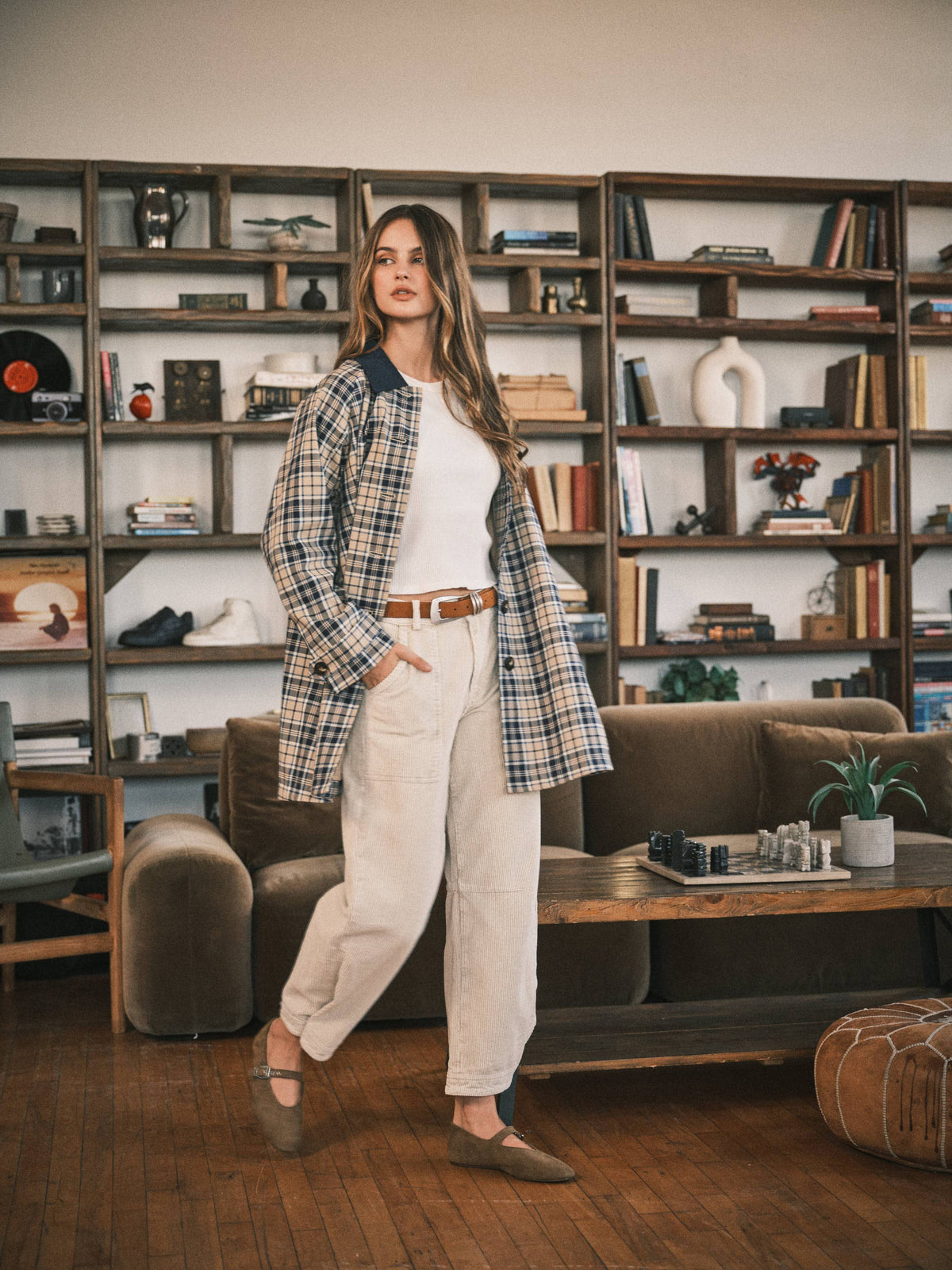 Classic Plaid Trench Jacket