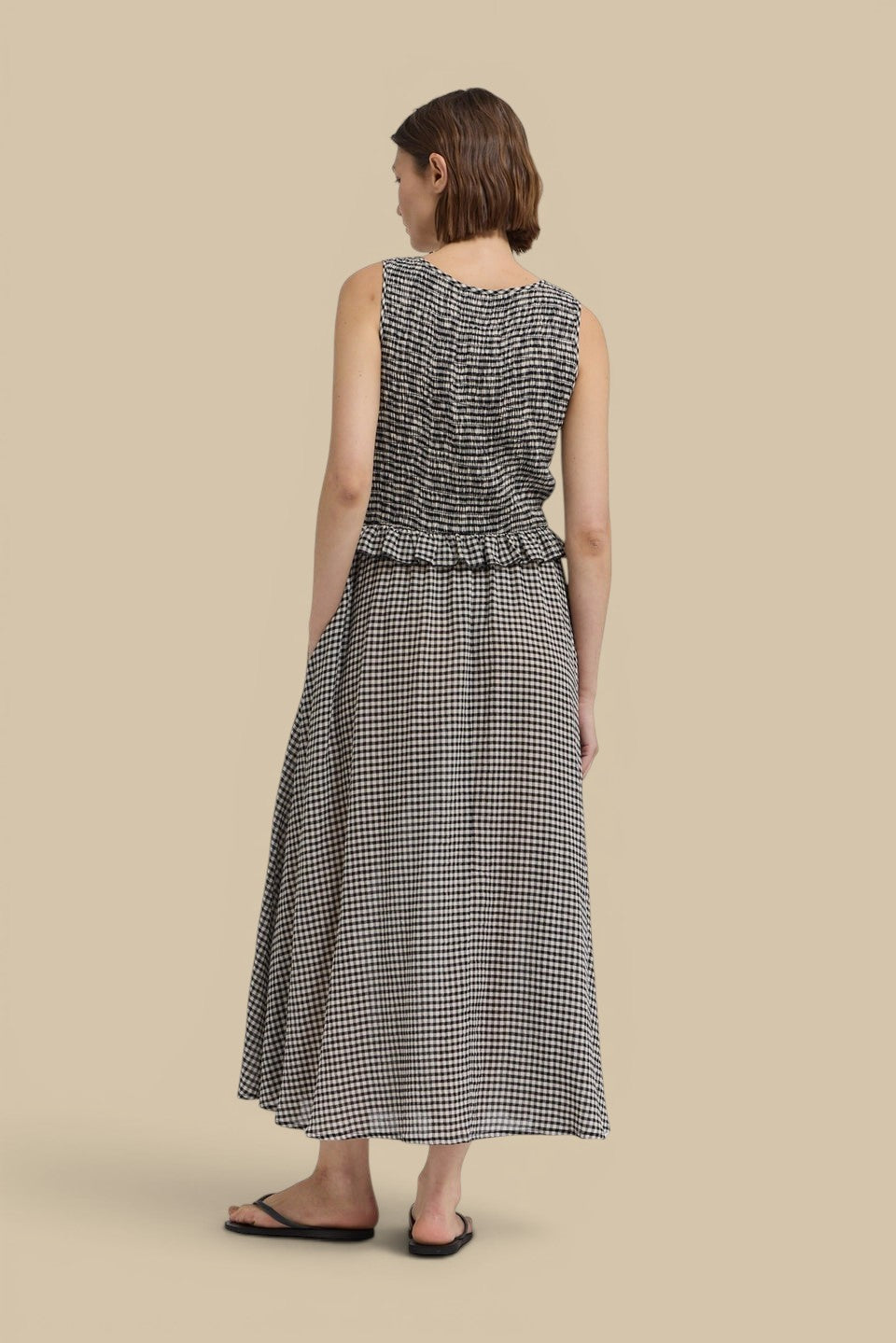 Sleeveless Smocked Top Black Dress