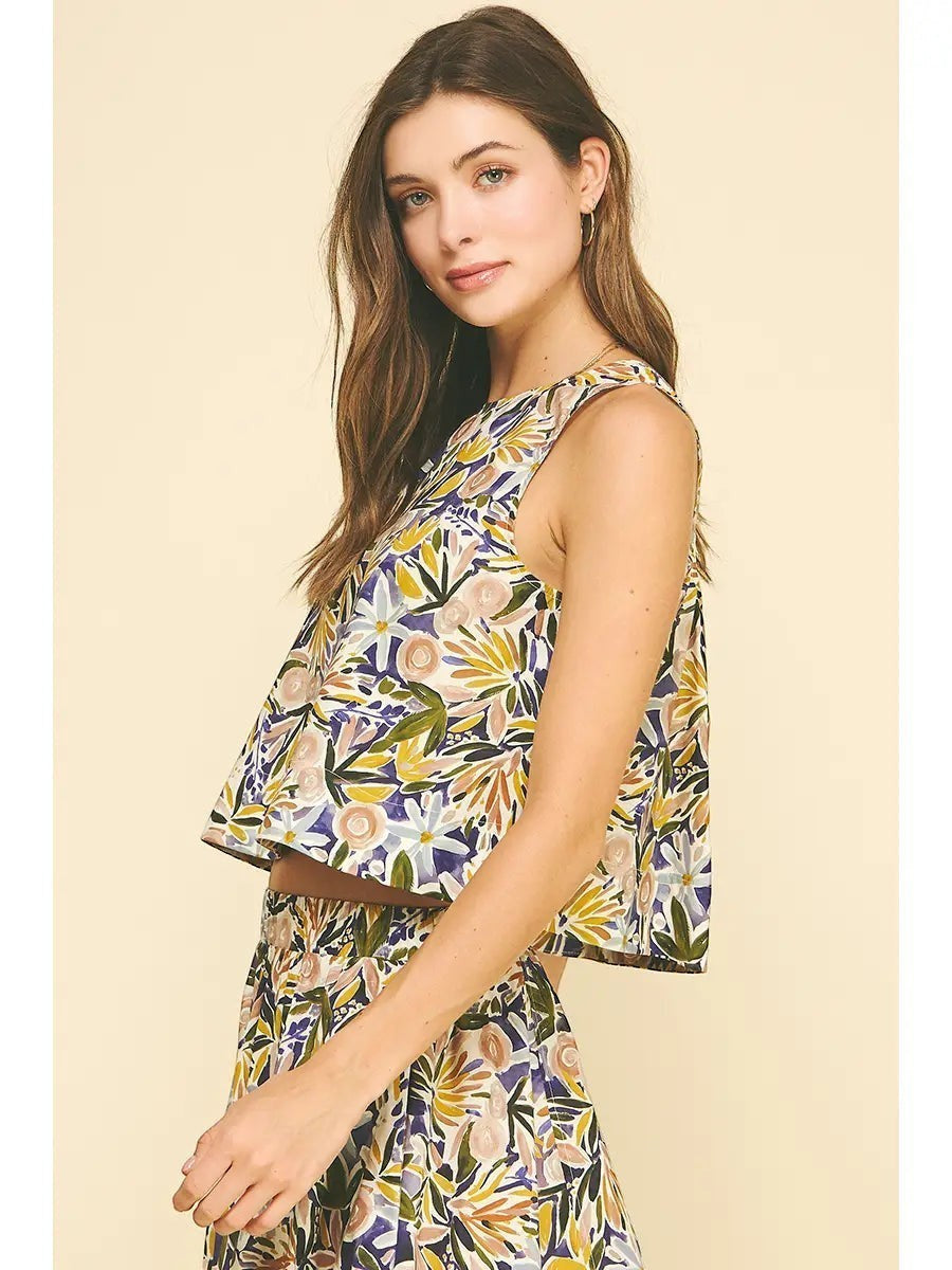 Watercolor Floral Sleeveless Top