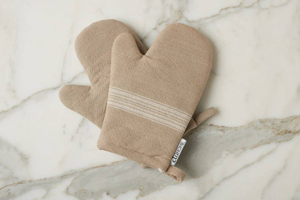 Oven Mitt, Vintage White Stripe