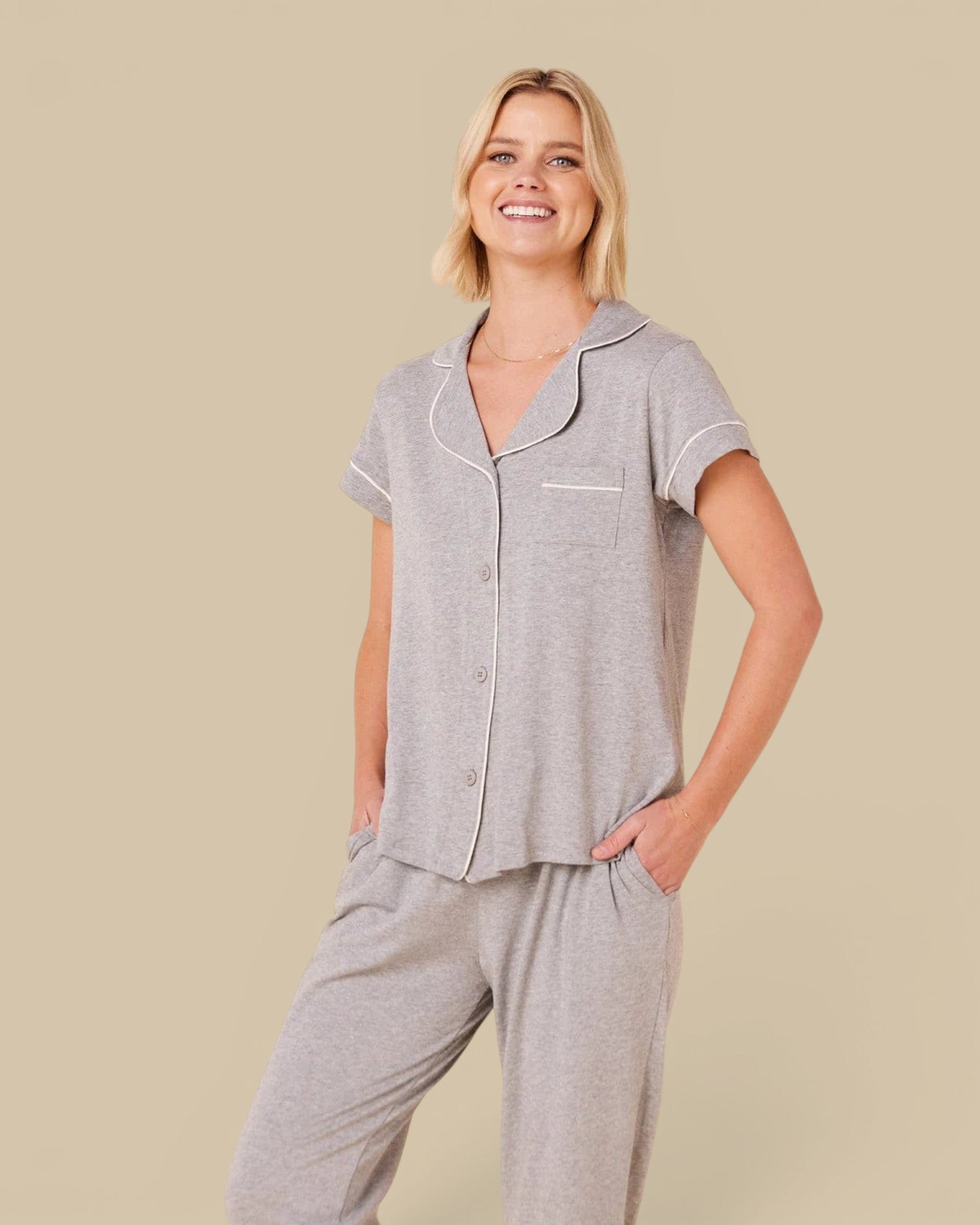 Heather Knit Capri Pajama Set