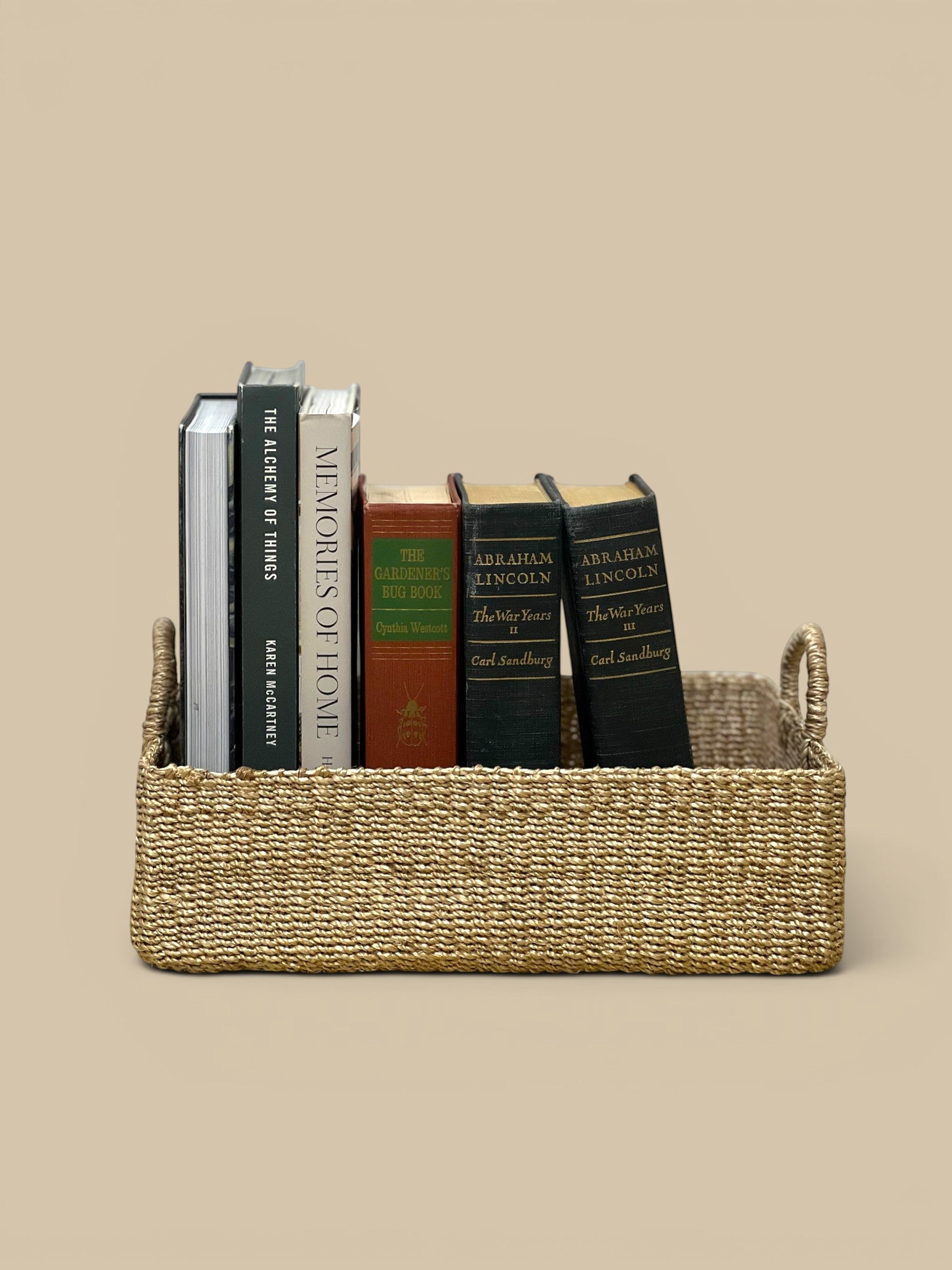 Homestyle Collective Stephanie Abaca Rectangular Tray Set with rounded handles, handwoven from natural fibers.