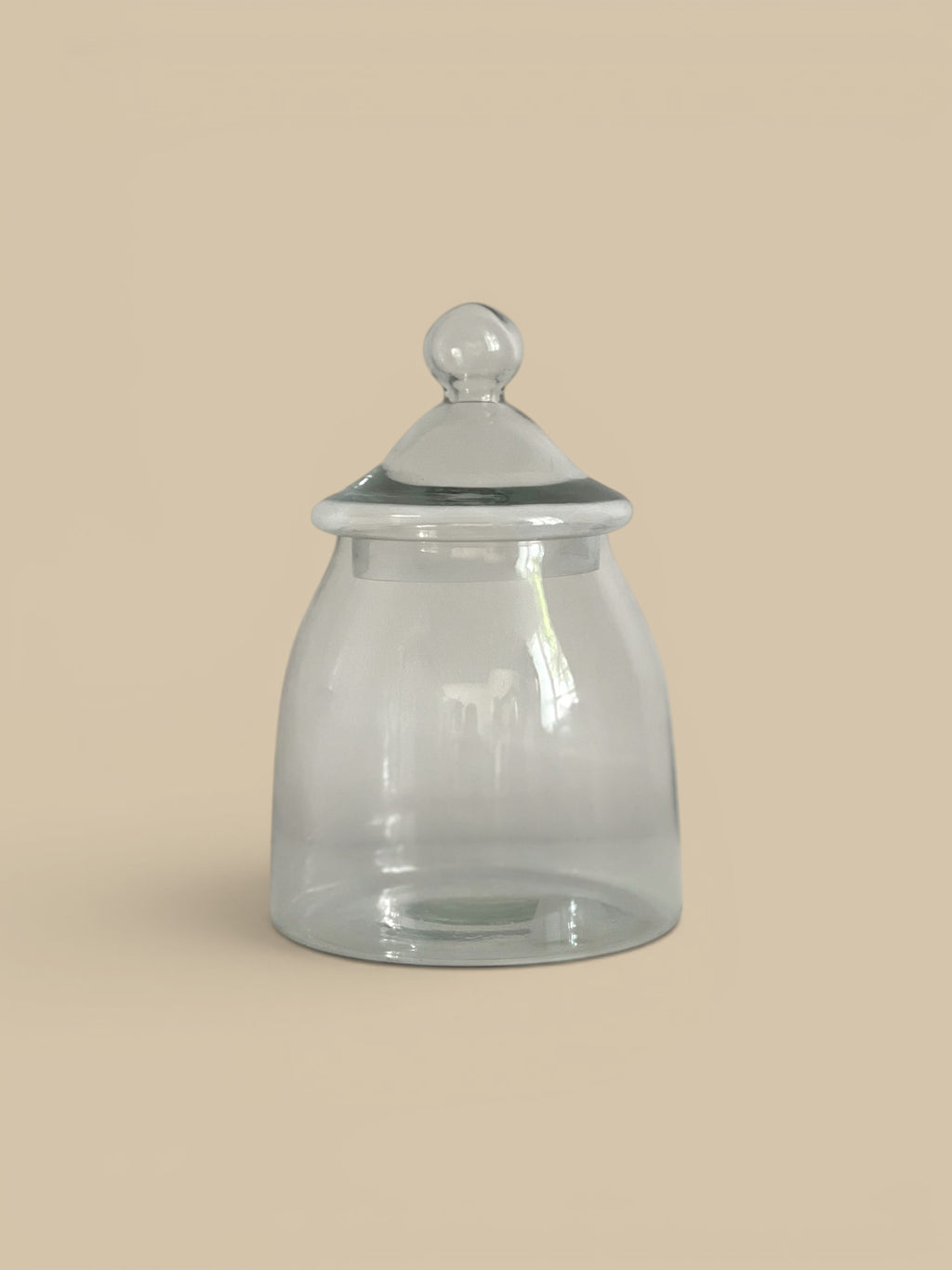 Homestyle Collective clear recycled glass bon bon jar with lid, inspired by French sweet jars.