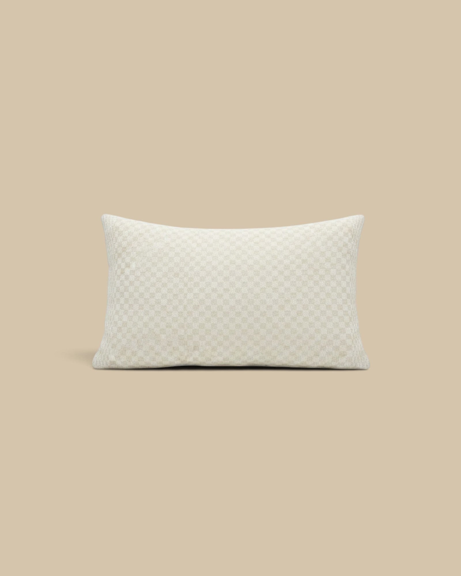Homestyle Collective custom floral tapestry pillow in green with a vintage linen backing on a neutral background.