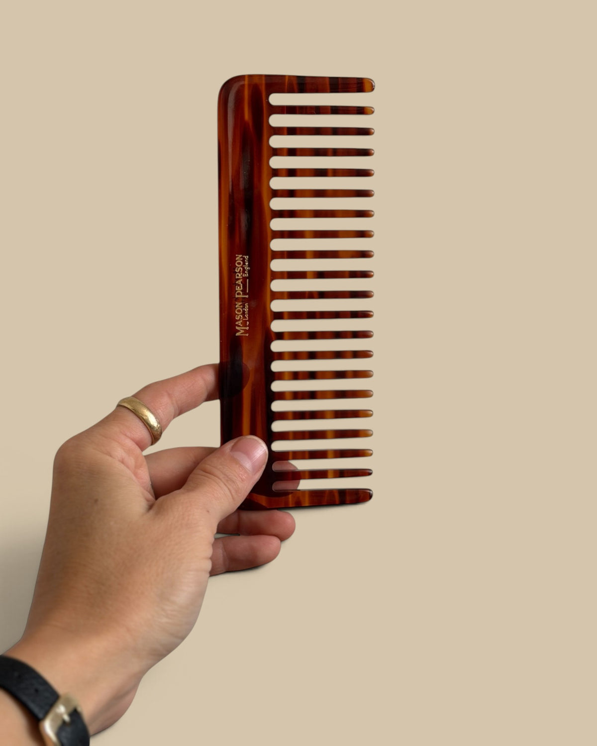 Homestyle Collective Mason Pearson Rake Comb in tortoiseshell finish with wide teeth for thick or curly hair