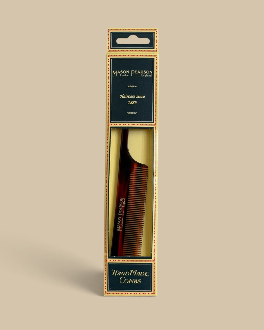 Homestyle Collective Mason Pearson tail comb in a classic branded box, featuring a dark brown tortoiseshell finish.