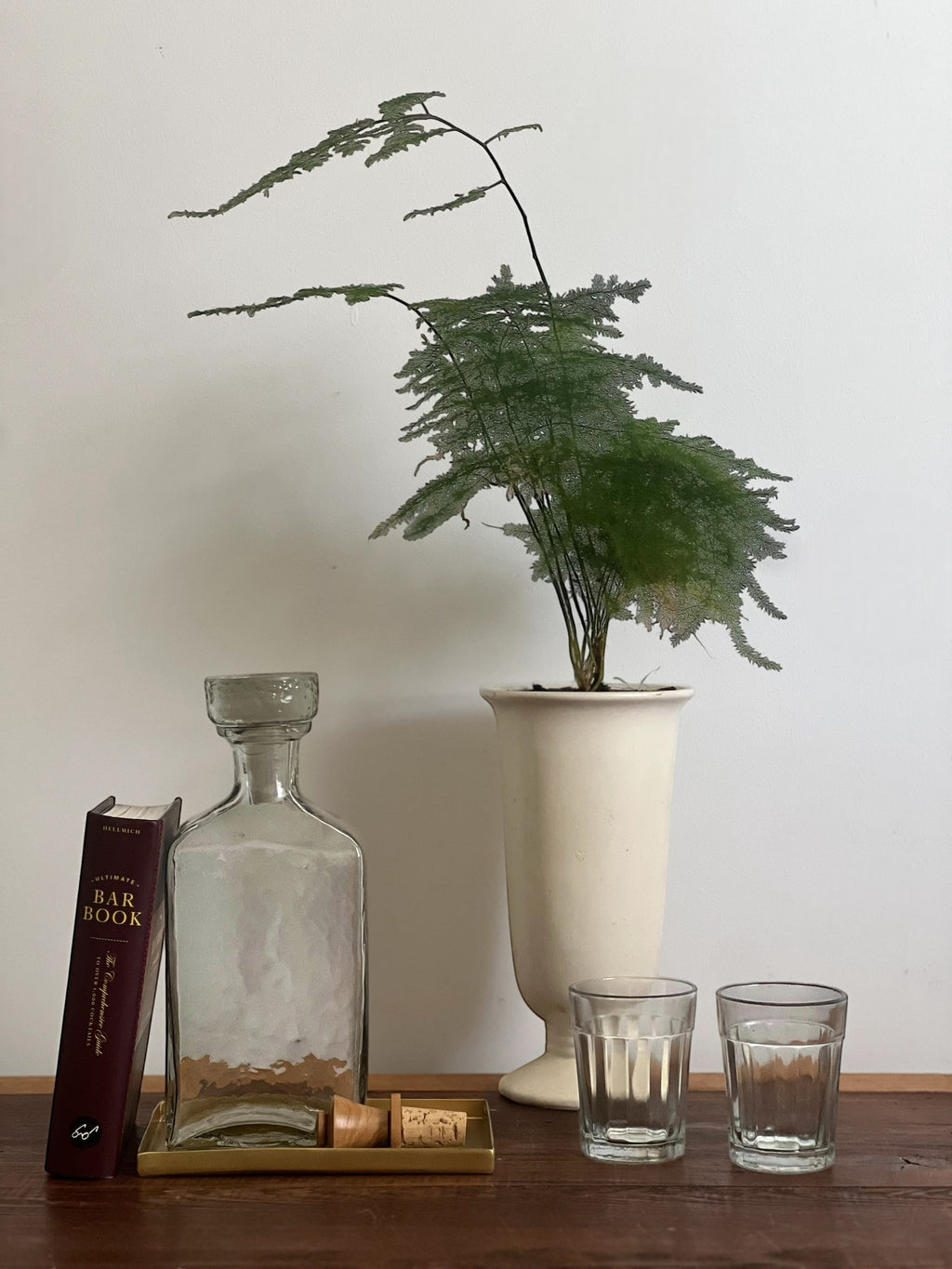 Homestyle Collective Minette Ribbed Glass, clear glass with vertical fluting, weighted base, 2.5" L x 2.5" W x 3.25" H.