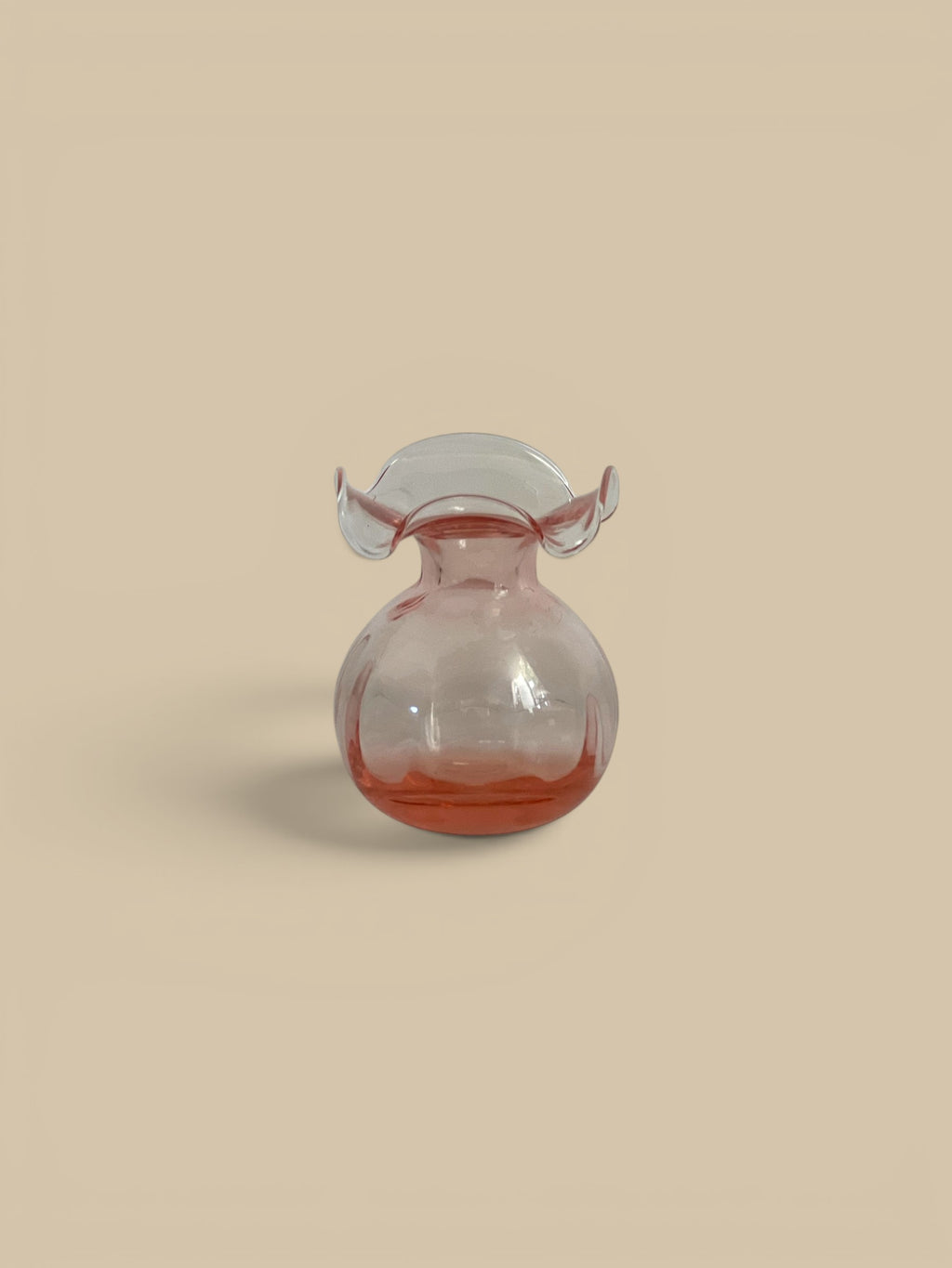 Homestyle Collective Hibiscus Glass Pink Bud Vase, handmade in Italy, 5" D x 5.5" H, perfect for small bouquets or single stems.