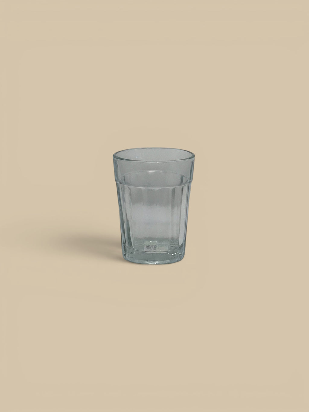 Homestyle Collective Minette ribbed glass tumbler with weighted base, clear glass, 3.25" H
