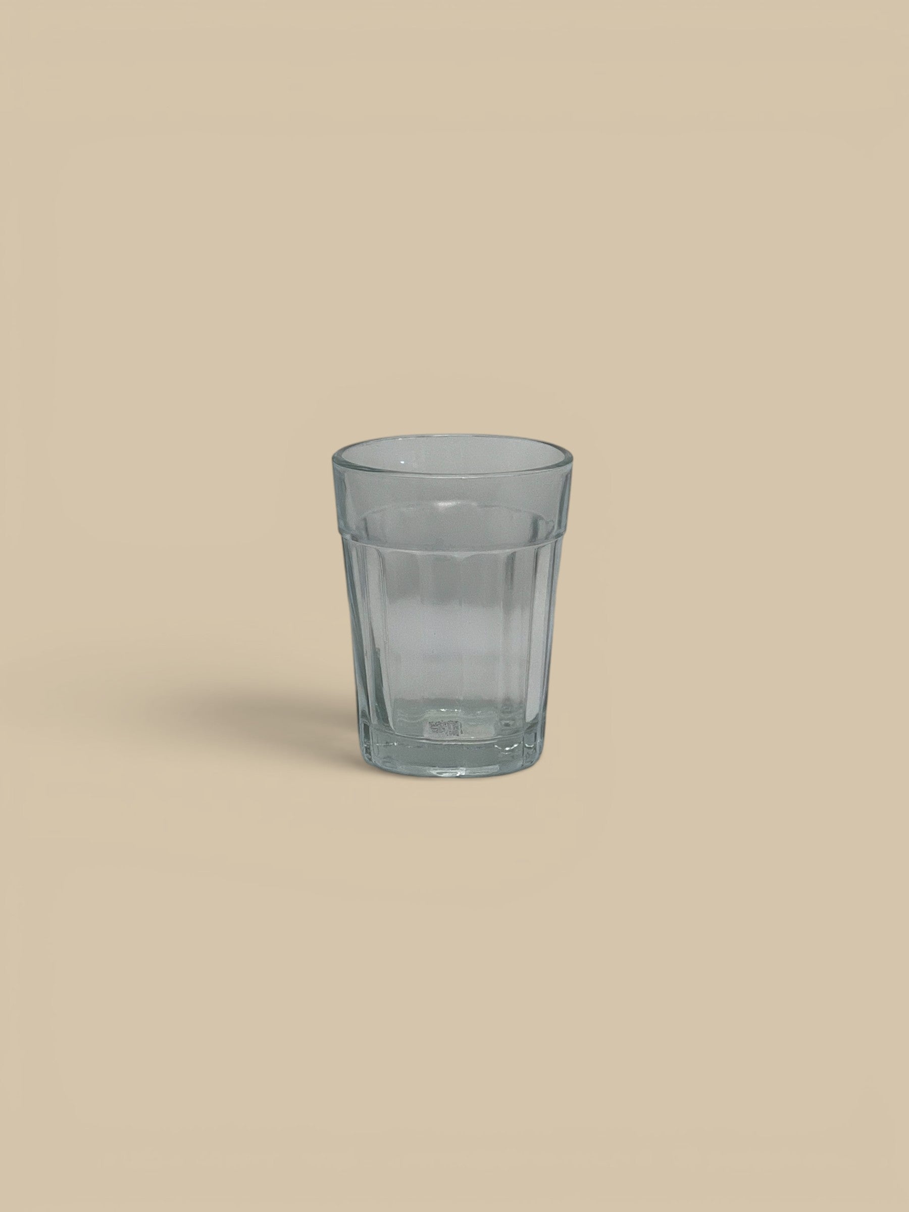 Homestyle Collective Minette ribbed glass tumbler with weighted base, clear glass, 3.25" H