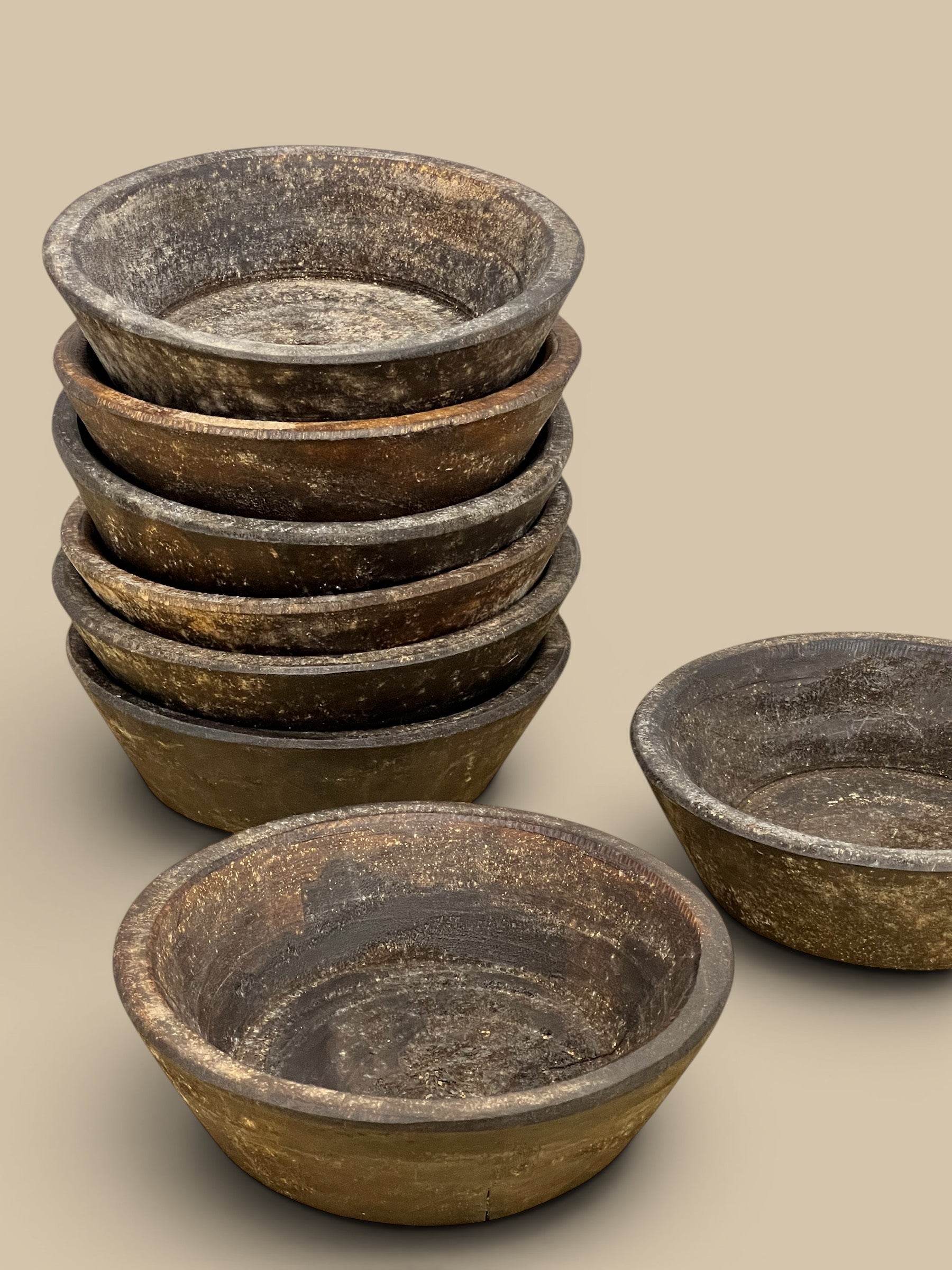 Homestyle Collective small rustic reclaimed wood dough bowl with unique patina and texture, 8" L x 8" W x 3.5" H.