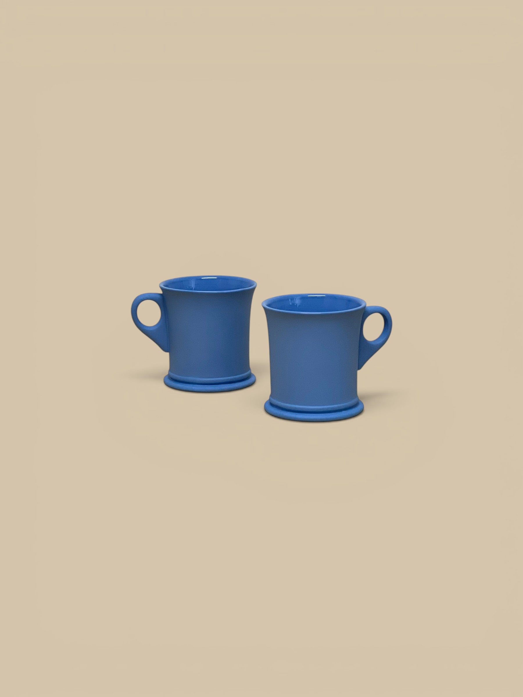 Homestyle Collective Stockholm Blue Barber Mug set of 2, matte finish, sculptural handle, 4.5" W x 3.5" H