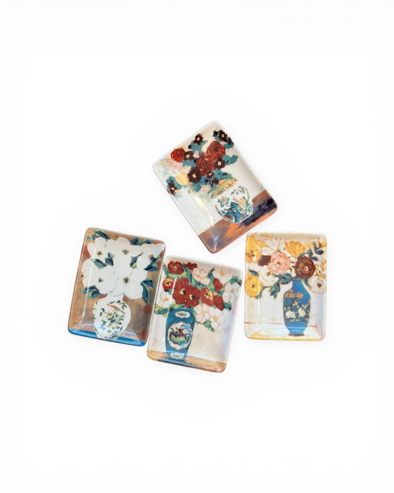 Homestyle Collective stoneware tray with floral still-life painting, available in 4 styles.