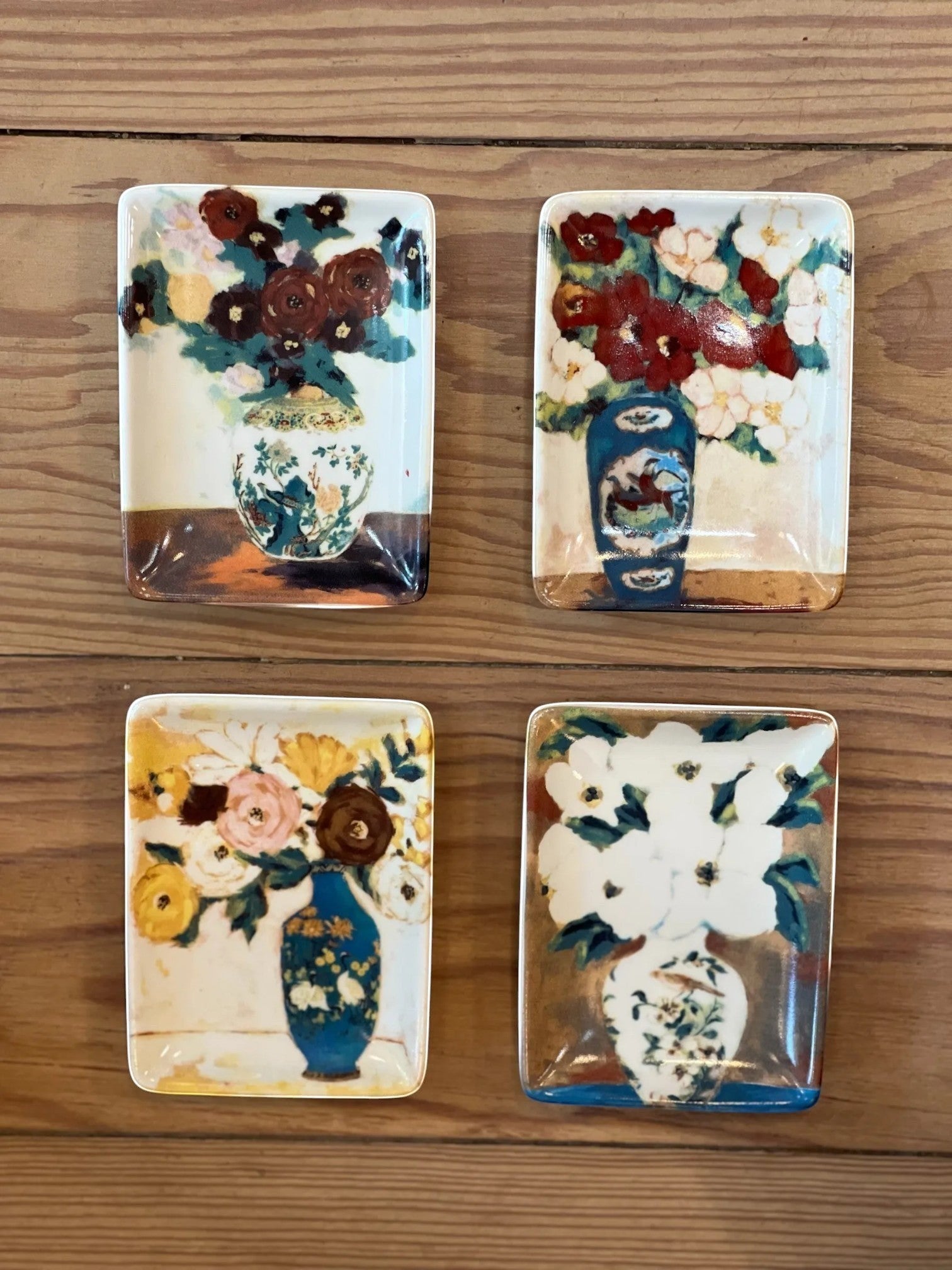 Homestyle Collective stoneware tray with floral still-life painting, available in 4 styles.