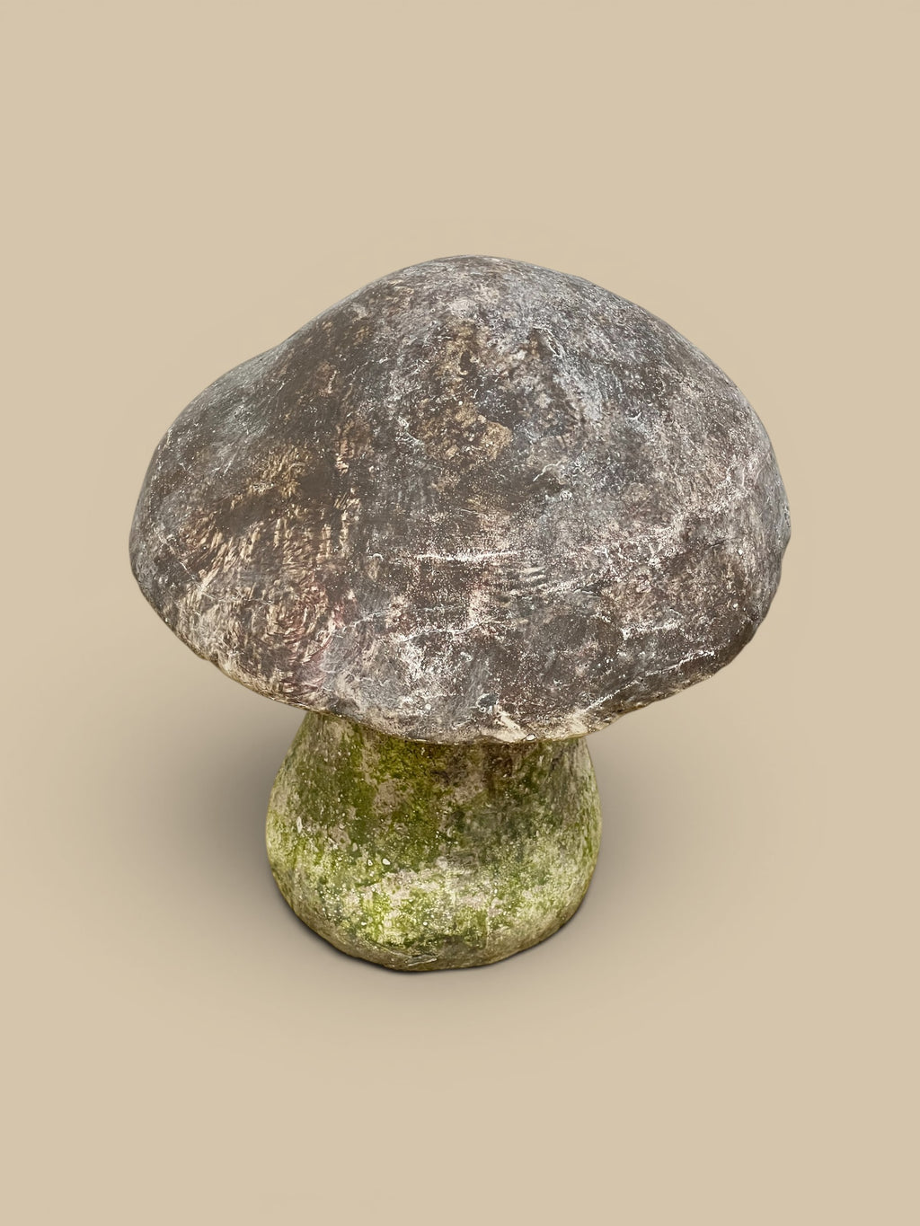 Homestyle Collective weathered garden mushroom with moss-terracotta finish, 7" H.